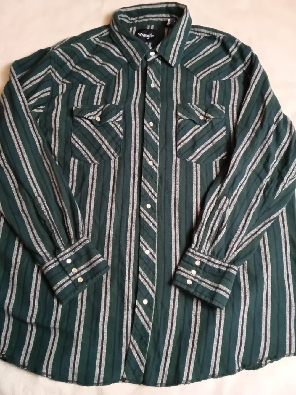 Wrangler Pearl Snap Western Shirt Mens XXL Plaid Soft Flannel Cowboy Long Sleeve